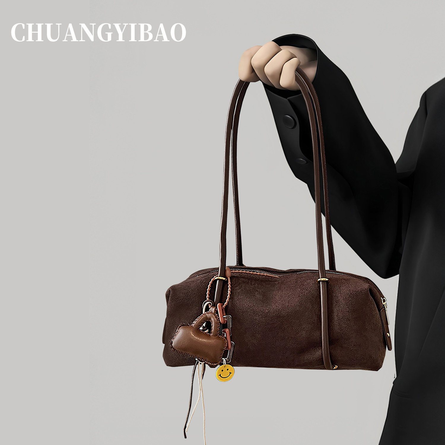 超火复古法棍腋下包包女2025新款轻奢小众高级感通勤单肩保龄球包,箱包皮具/热销女包/男包,腋下包,淘宝优惠券,粉丝福利购,淘宝优惠卷