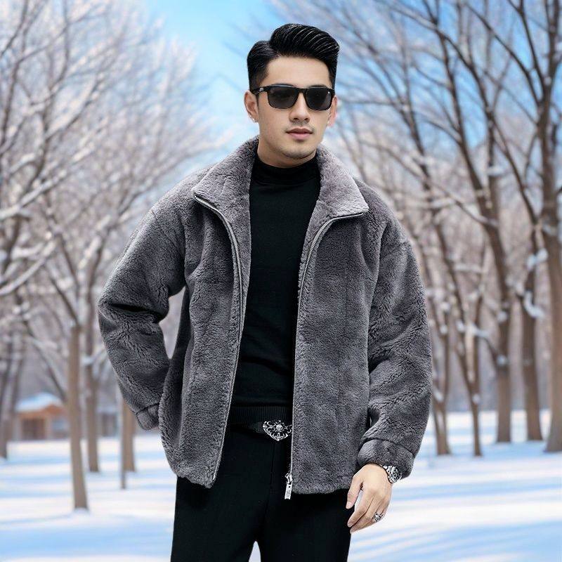 冬季皮毛一体羊剪绒皮草100%真羊毛立领大衣羊羔毛高档外套男短款,男装,皮草,淘宝优惠券,粉丝福利购,淘宝优惠卷
