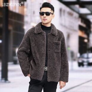 2025海宁冬季新款男士羊羔毛羊剪绒外套皮草皮毛一体皮草夹克保暖