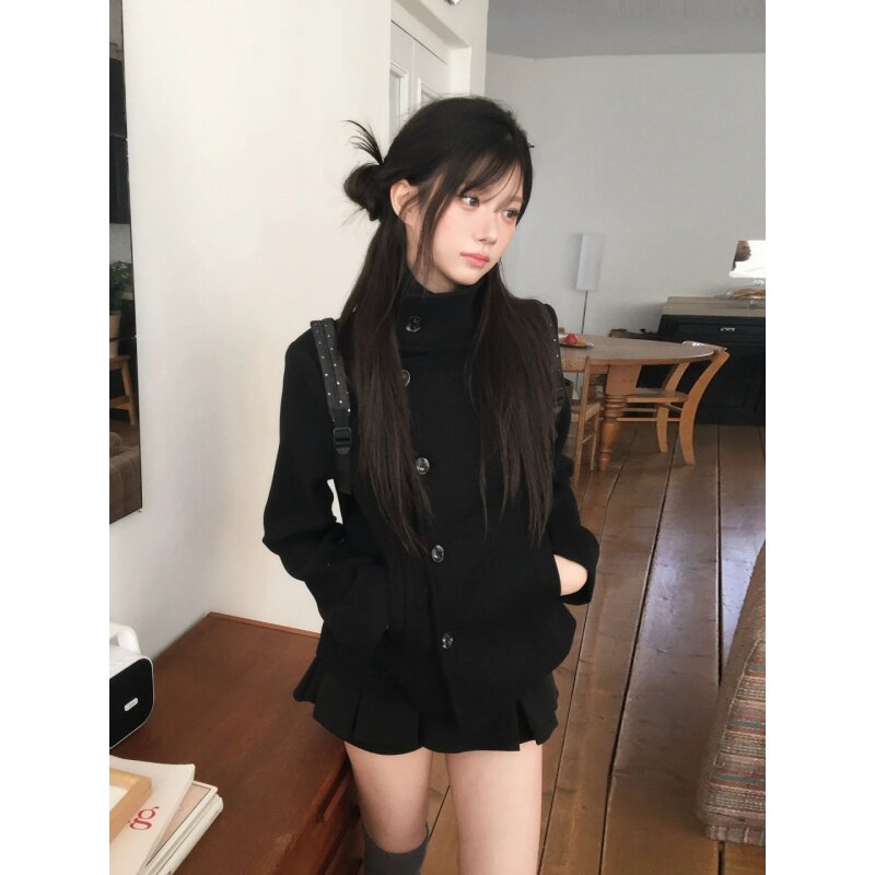 学院风显瘦小个子毛呢大衣冬季
