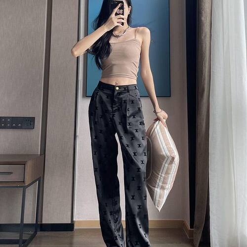 夏季薄款高腰垂感西装阔腿裤女