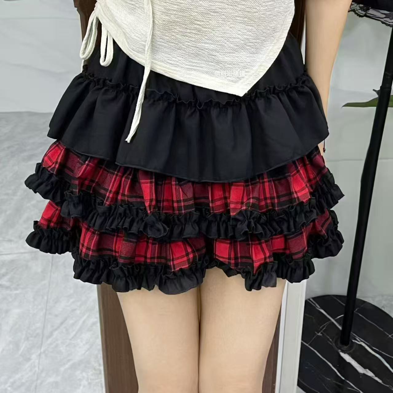 暗黑少女高腰南瓜蛋糕半身裙