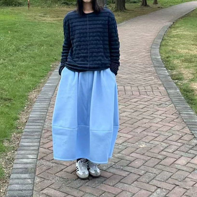 蓬蓬花苞裙女2026秋冬新款松紧腰百搭显瘦呢子半身裙