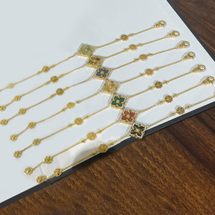 布吉拉提opera歌剧院四叶草单花拉丝手链女银18K金意大利复古轻奢