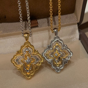 布吉拉提歌剧院opera意大利时来运转四叶草项链旋转镂空金毛衣链