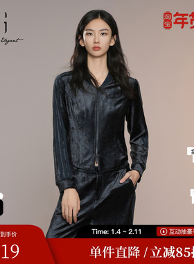 XG/雪歌XK307008A428藏青色短外套2025秋季新款莫代尔长袖外套女