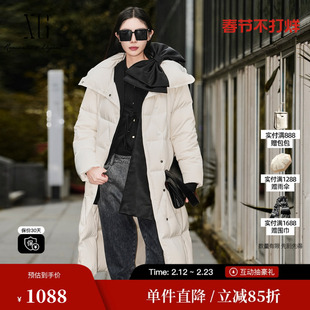 XG/雪歌XK406063A691米白色鸭绒羽绒服2025冬季新款加厚外套女装