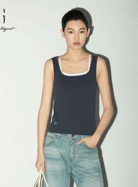 XG/雪歌XL125004A183无袖针织背心假两件拼接修身显瘦搭配吊带女