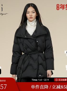 XG/雪歌XK406028A790黑色白鸭绒羽绒服2025冬季新款中长款外套女