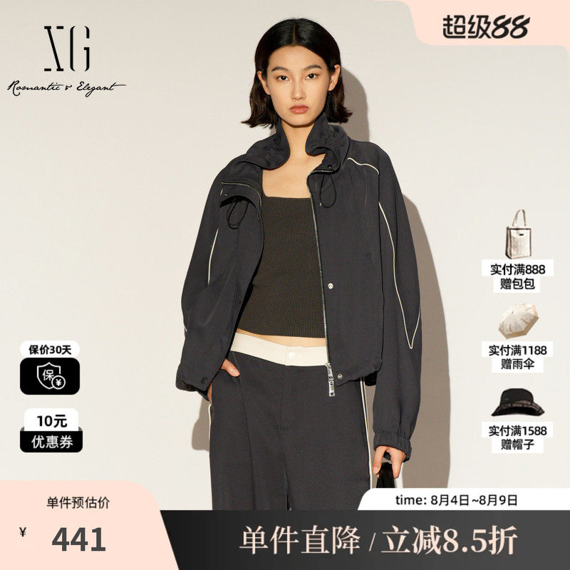 XG/雪歌XL107022A383 运动休闲短外套通勤拉链户外防风美式夹克女