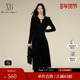 新款 雪歌XK404007A790黑色抽褶连衣裙2025冬季 镂空设计长裙女