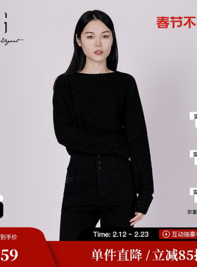 XG/雪歌XK411101AZ90黑色毛针织衫2025冬季新款山羊绒套头毛衣女