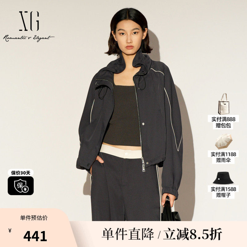 XG/雪歌XL107022A383 运动休闲短外套通勤拉链户外防风美式夹克女