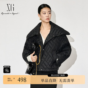 加厚保暖外套女 新款 XG雪歌XJ406073A190黑色白鸭绒羽绒服时尚 冬季