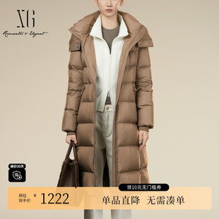 连帽长袖 新款 外套女 鹅绒羽绒服2025冬季 XG雪歌XK406009A609中长款