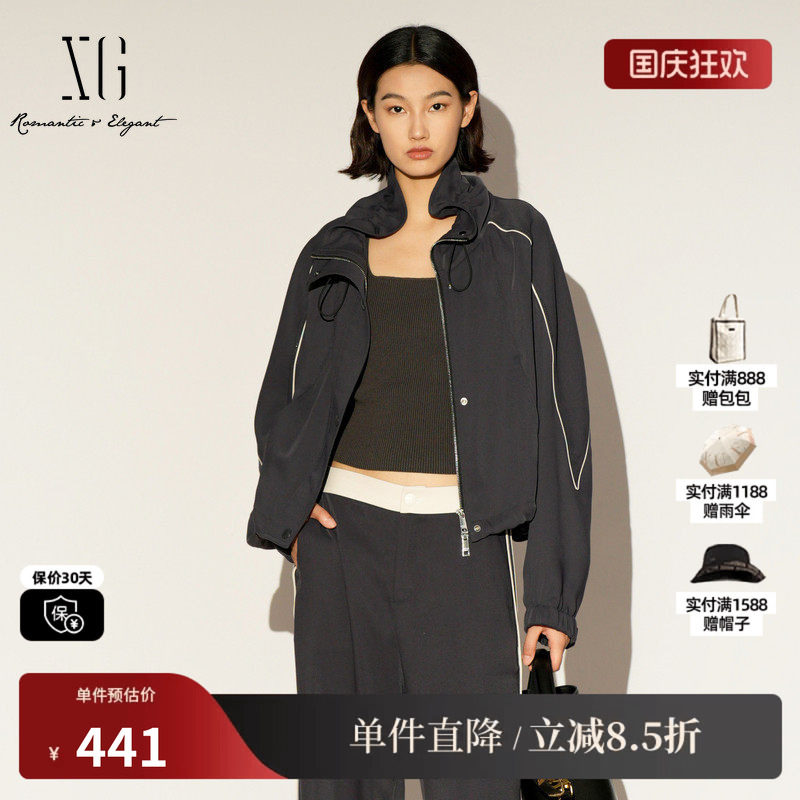 XG/雪歌XL107022A383 运动休闲短外套通勤拉链户外防风美式夹克女