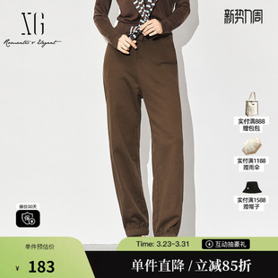 时尚 风休闲裤 冬季 新款 女 天然彩棉直筒裤 雪歌XJ402071A472工装