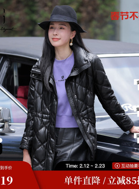 XG雪歌XJ406112A690亮面白鸭绒羽绒服时尚冬季新款黑色加厚外套女