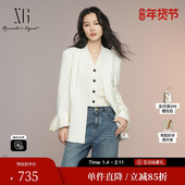 雪歌XK307003A391绵羊毛休闲西装 2025秋季 新款 垫肩长袖 外套女