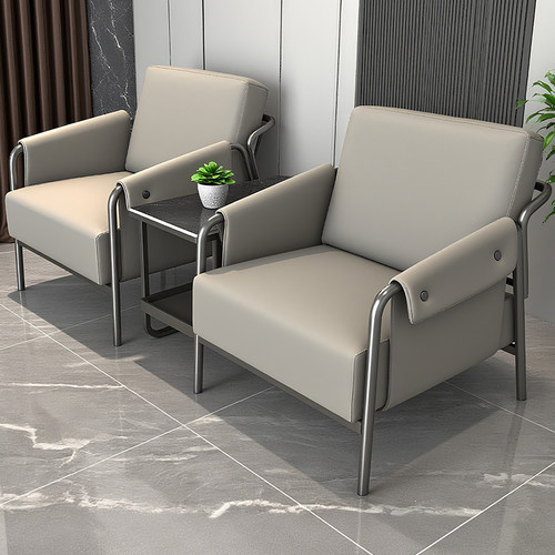 简易办公室沙发接待会客休息区单人三位商务洽谈铁艺沙发简约现代