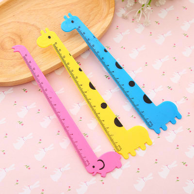 创意可爱15cm儿童卡通动物直尺长颈鹿尺子 手账文具 小学生礼品