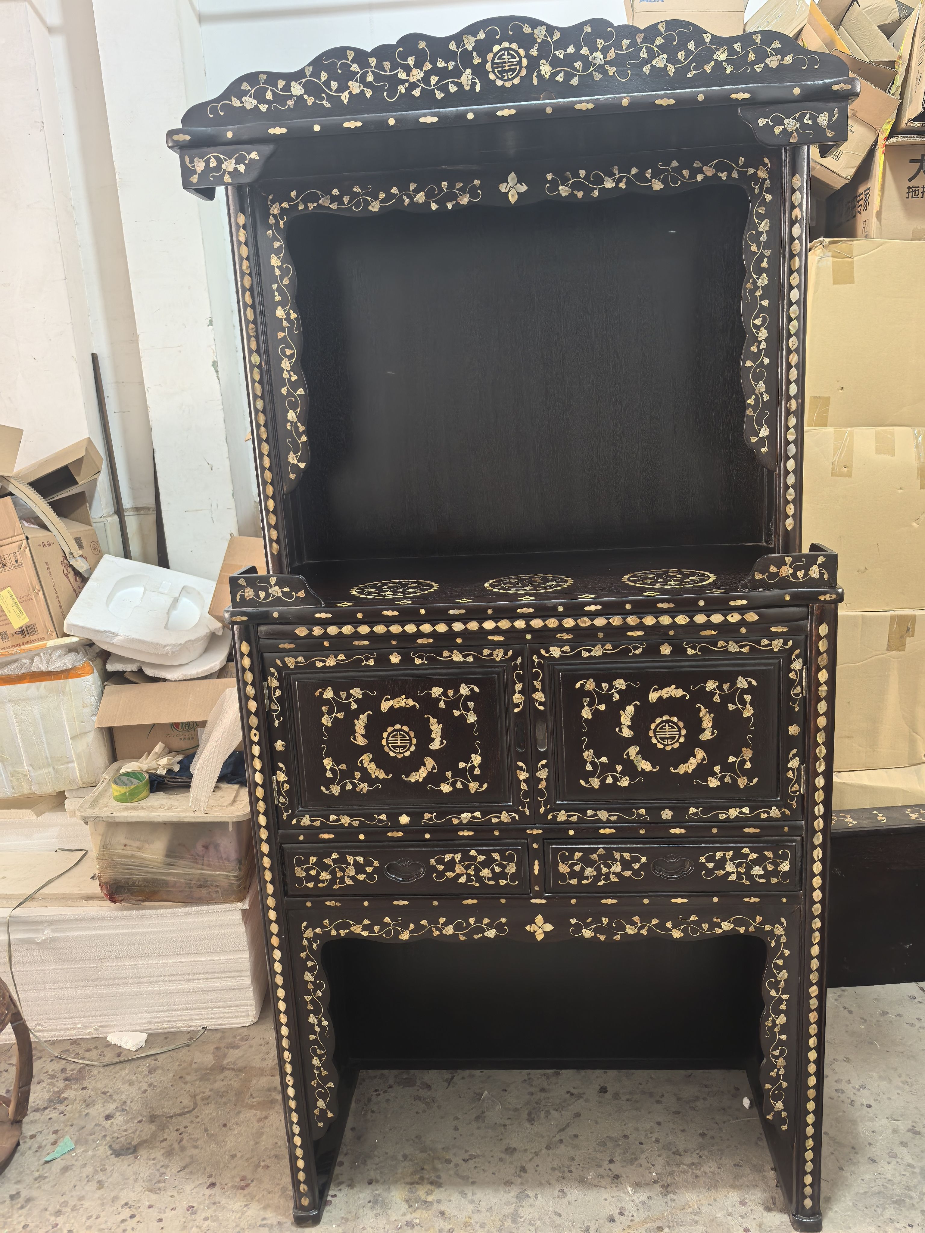 精品回流缅甸花梨木佛龛立柜供桌供台实木佛柜神柜柜观音柜中门