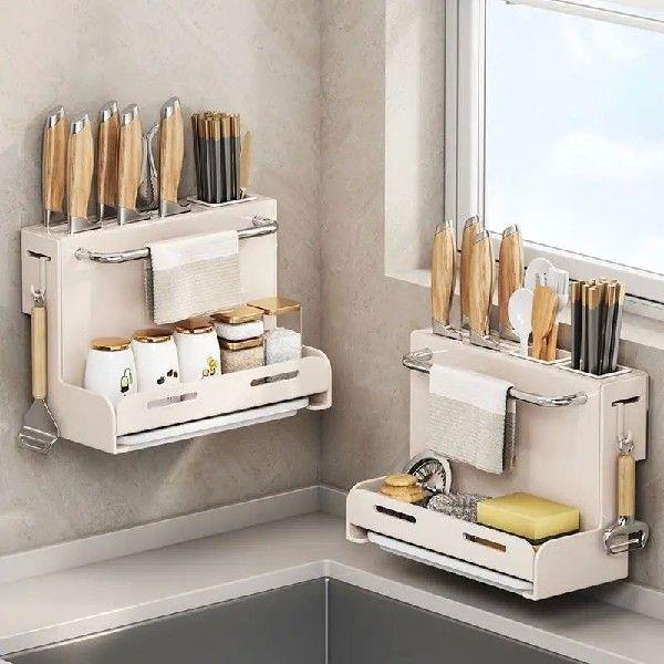 Kitchen Multifunctional Non Perforated Knife Holder Storage