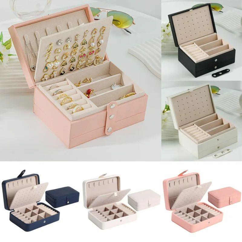 Fashion PU Leather Jewellery Storage Boxes Portable Travel J