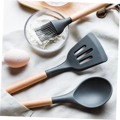 Creative silicone spatula wooden handle non-stick pot spatul