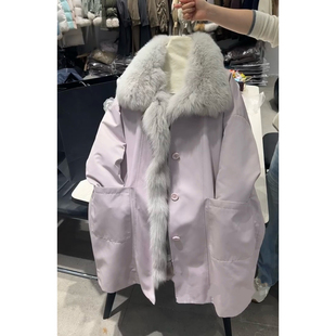 2025新款爆款韩系大毛领中长款派克服女冬季加厚外套小个子皮草