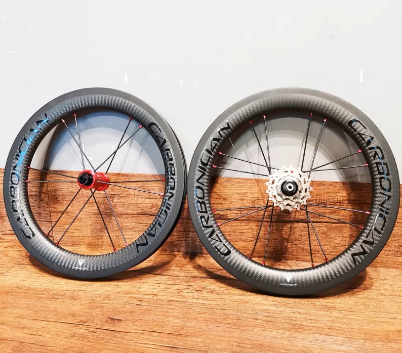 卡本仙16寸305轮组CARBONICIAN碳纤维轮子K3折叠车轮框V刹星芒3速