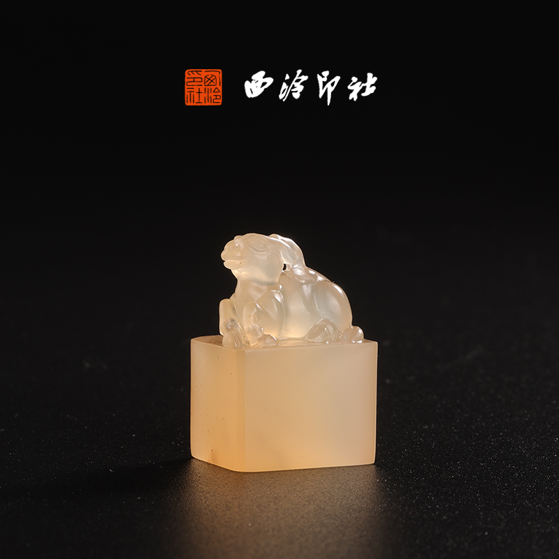 西泠印社寿山坑头晶《一鹿平安》孤品造型高档石材印章书法国画手工篆刻玉石闲章高端私人定制落款孤品章