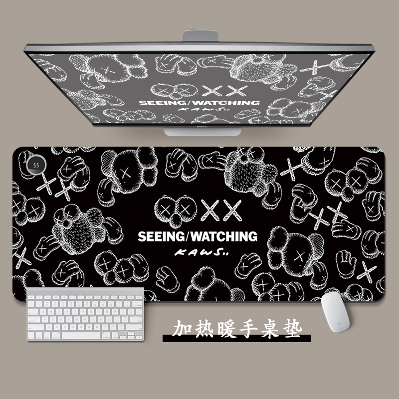创意芝麻街加热鼠标垫超大学生发热桌面暖手垫超大桌面USB保暖学生宿舍桌面垫男女生卡通ins暖手防水书桌垫
