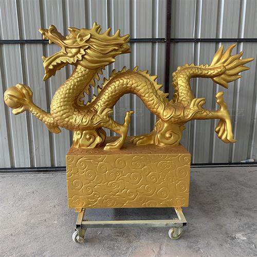 大型玻璃钢龙雕塑春节商场美陈装置道具新年龙ip形象龙头模型