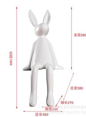 户外卡通大白兔玻璃钢雕塑艺术摆件酒店会所大厅室内大型兔子装饰