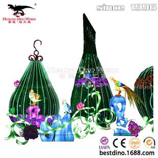 年圣诞节春节亮化草坪彩灯组合摆件美陈鸟笼鹦鹉创意灯会