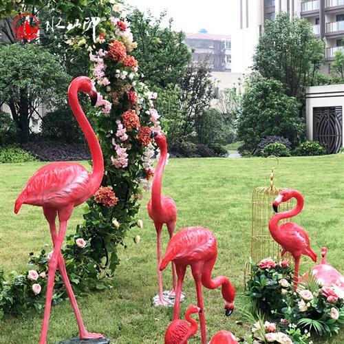 玻璃钢仿真火烈鸟雕塑户外园林景观庭院水池造景婚礼花园装饰摆件