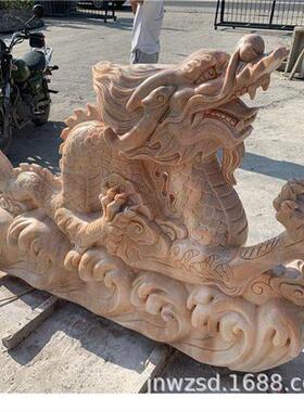 景区石雕水龙图园林石刻喷水龙厂家景观石材吐水龙制作价格