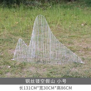 户外草坪动物景观摆件铁艺不锈钢镂空鹿蝴蝶雕塑网格钢丝工艺品