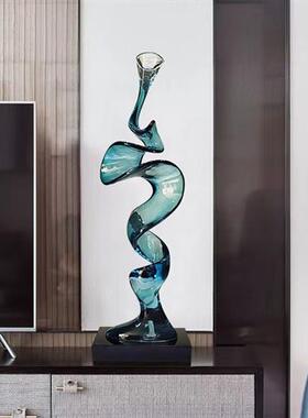 轻奢高档透明树脂抽象艺术摆件客厅玄关办公室装饰工艺品创意雕塑