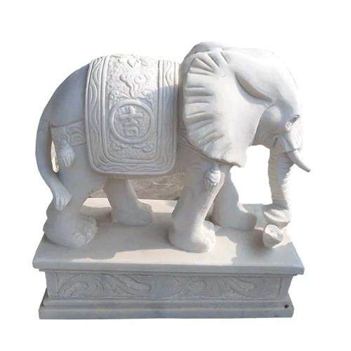 汉白玉石雕定制大象别墅门口白色石雕大象一对晚霞红石头雕塑摆件
