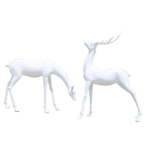 不锈钢户外仿真仿铜镂空梅花抽象卡通几何鹿玻璃钢雕塑艺术品摆件