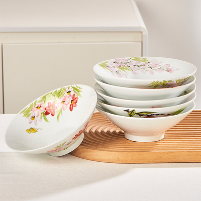 高温陶瓷手绘釉下彩高颜值面碗