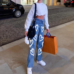 style loose jeans European pants2021新款 American casual and