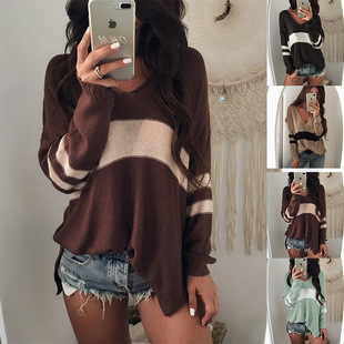 and American trend stitching knitwear sweater fashion woman