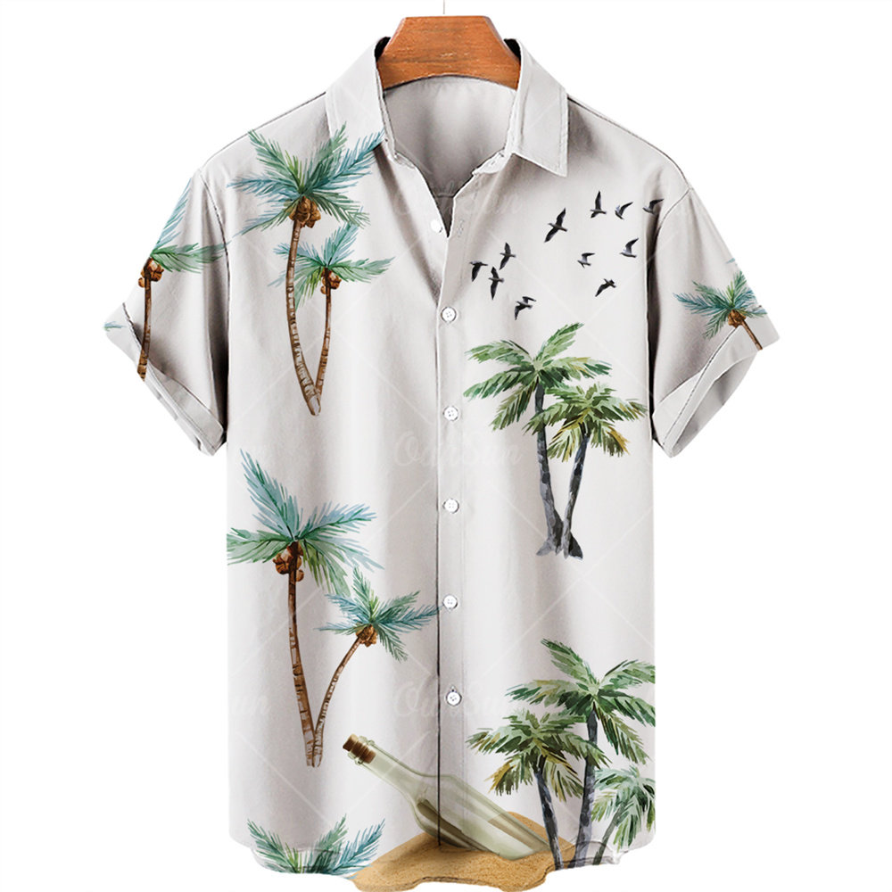 casual coconut print hawaiian shirt 休闲椰子树印花夏威夷衬衫