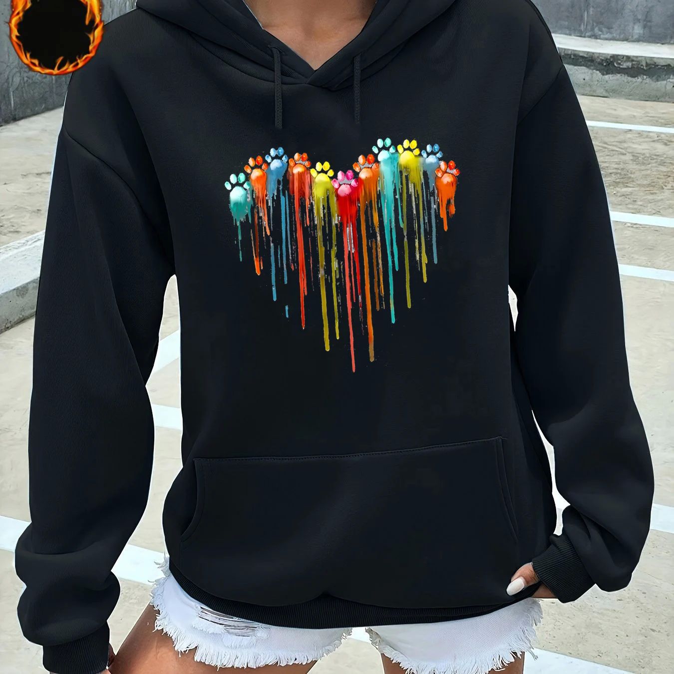 Heart print autumn/winter hooded sweatshirt 心形印花连帽卫衣