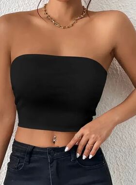 Solid color sleeveless cropped slim fit top 纯色无袖修身上衣