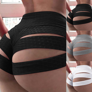 Gym Sports Shorts Solid Color Bandage Sweatpants瑜伽裤纯色