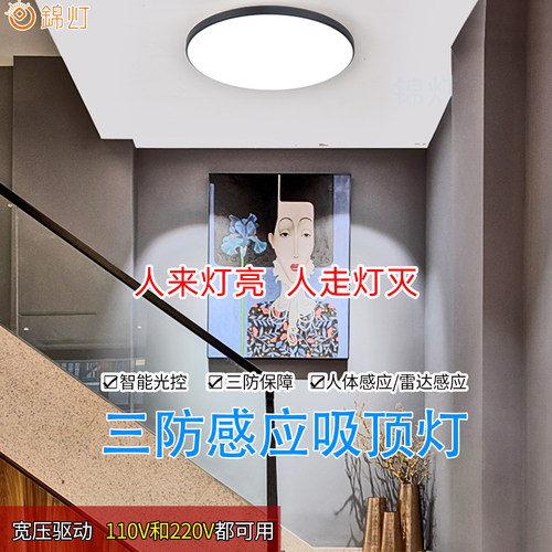 锦灯感应吸顶灯微波雷达人体感应